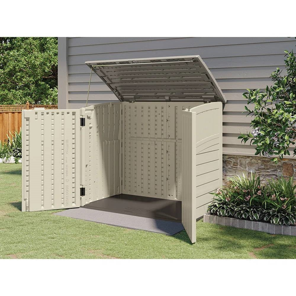 Cream Beige and Grey Outdoor Heavy Duty Plastic Garbage Bin Trash Can Storage Shed-3