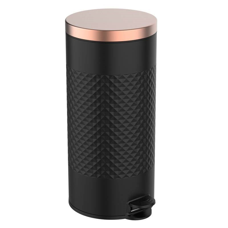 Hands Free Black/Gold Metal Step On Trash Can - 8 Gallons-0