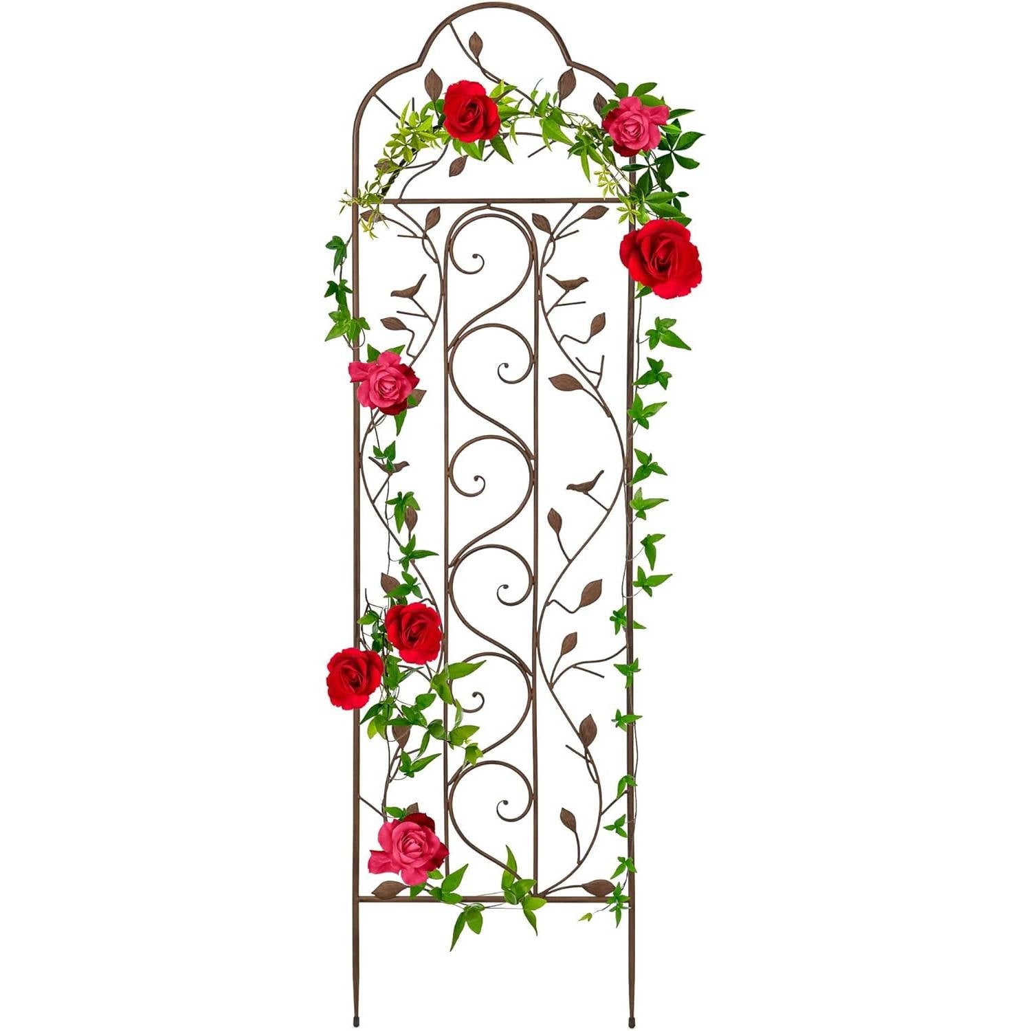 60-inch Tall Outdoor Iron Garden Trellis in Bronze Metal Finish-0