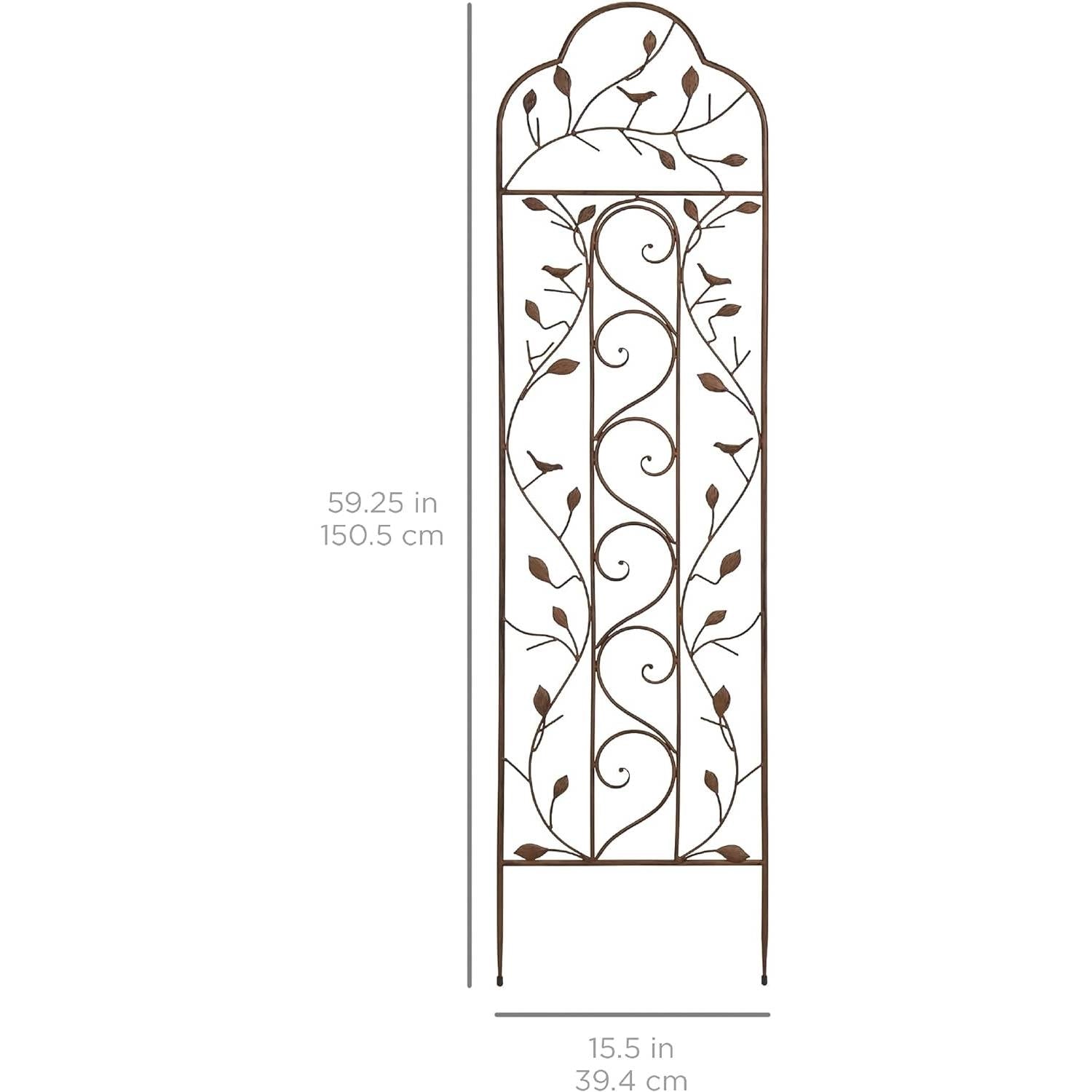 60-inch Tall Outdoor Iron Garden Trellis in Bronze Metal Finish-4