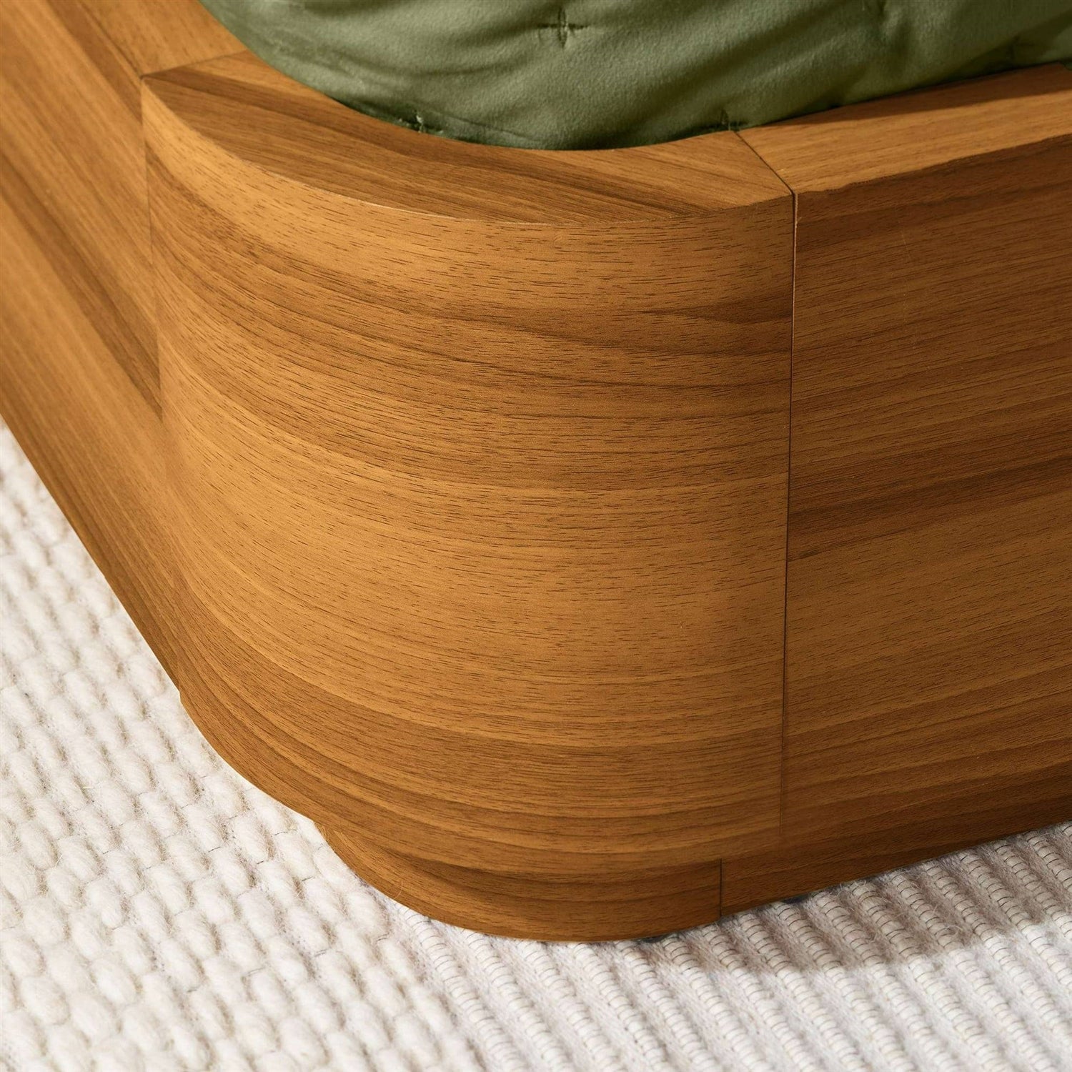 Queen Modern Wood Platform Bed Frame with Round Corners and Headboard-4