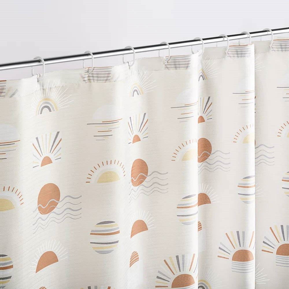 72-inch Cream White Orange Sunset Bohemian Pattern Shower Curtain-4