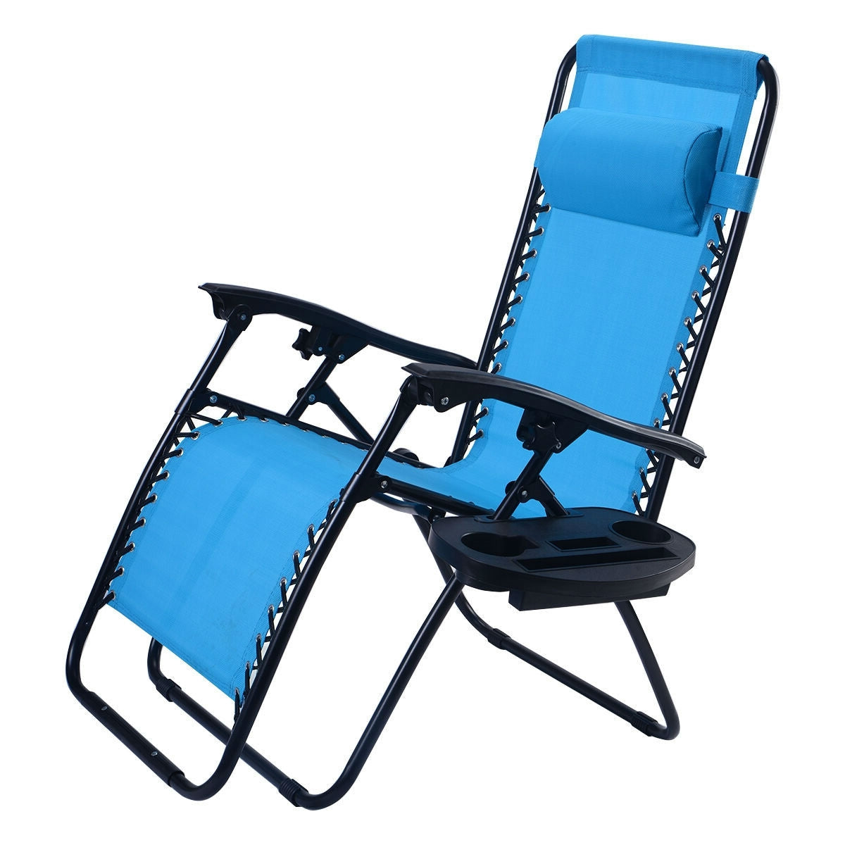 Set of 2 Blue Folding Outdoor Zero Gravity Lounge Chair Recliner-2