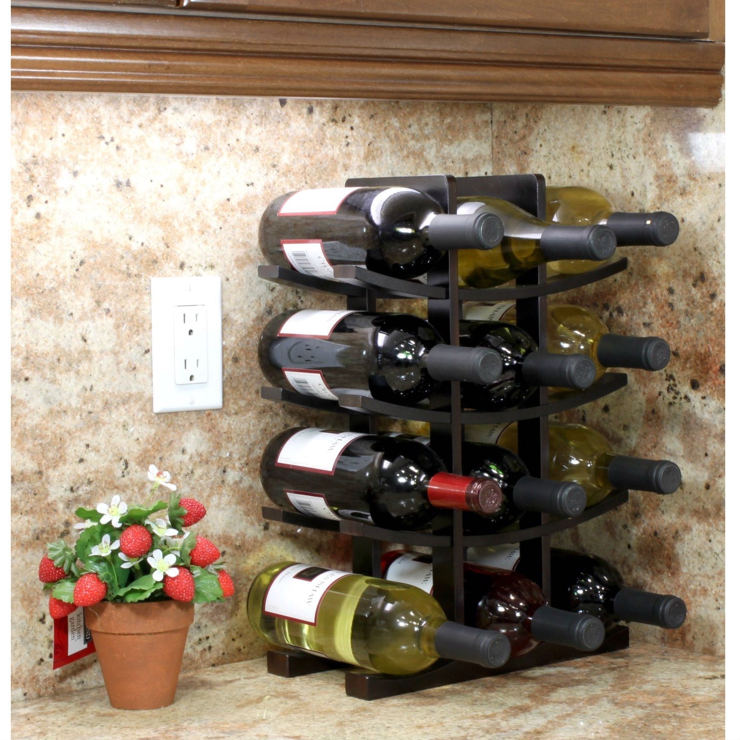 12-Bottle Wine Rack in Dark Espresso Finish Bamboo-2