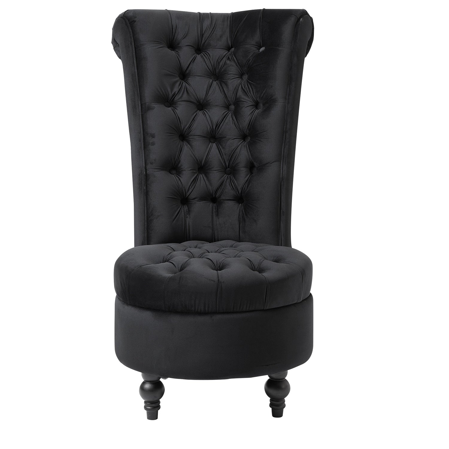 Black Tufted High Back Plush Velvet Upholstered Accent Low Profile Chair-0