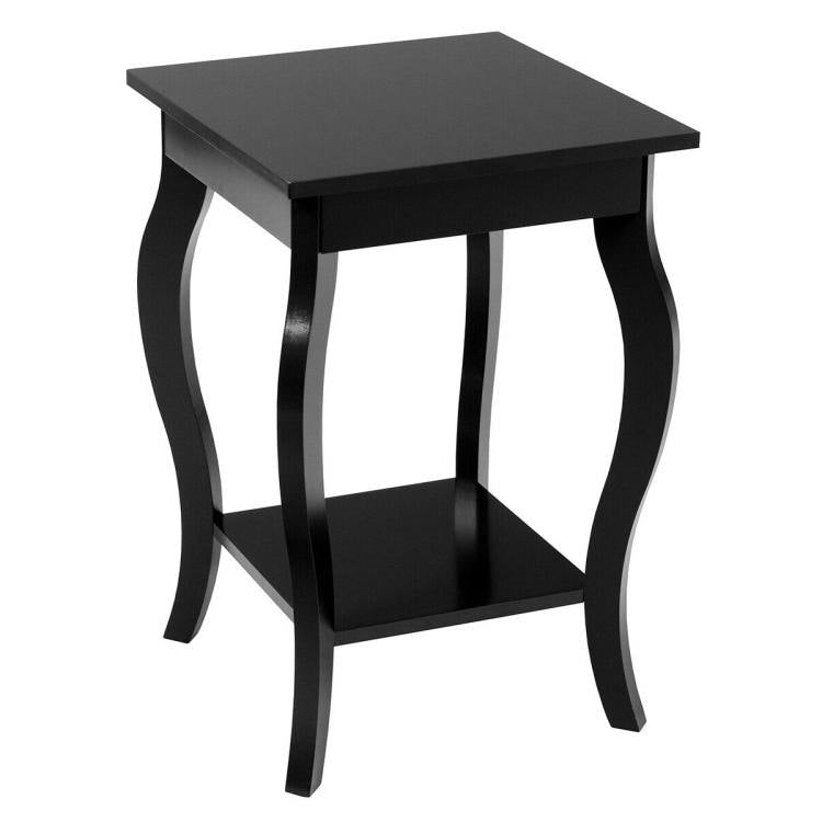 Stylish Nightstand End Table in Black Wood Finish - Set of 2-2