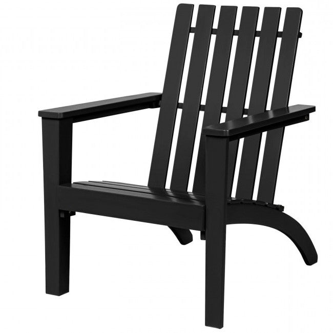 Indoor/Outdoor Acacia Wood Adirondack Lounge Armchair - Black-0