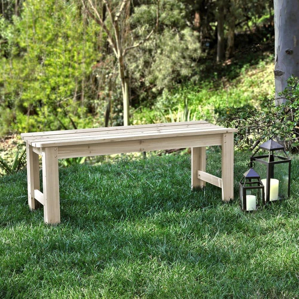 Outdoor Patio Backless Cedar Wood 4-ft. Garden Bench in Natural Finish-0