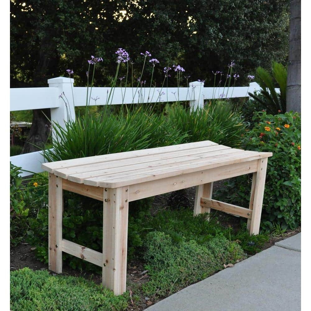 Outdoor Patio Backless Cedar Wood 4-ft. Garden Bench in Natural Finish-2