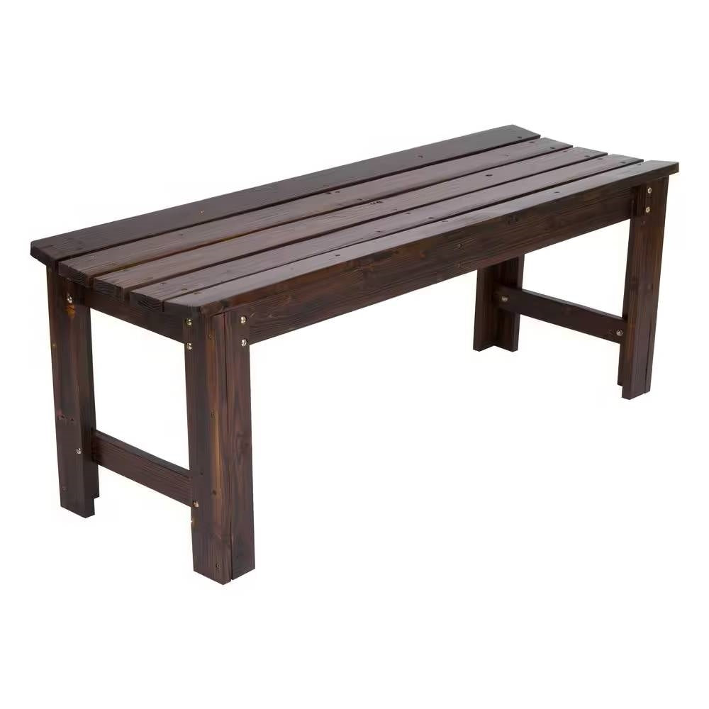 4-ft. Outdoor Patio Cedar Wood Backless Garden Bench in Burnt Brown Finish-0