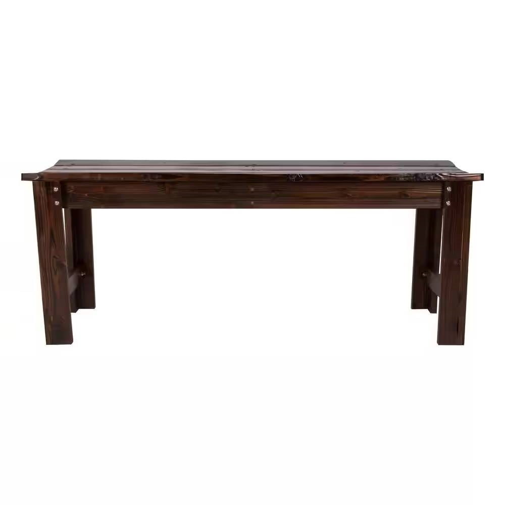 4-ft. Outdoor Patio Cedar Wood Backless Garden Bench in Burnt Brown Finish-2