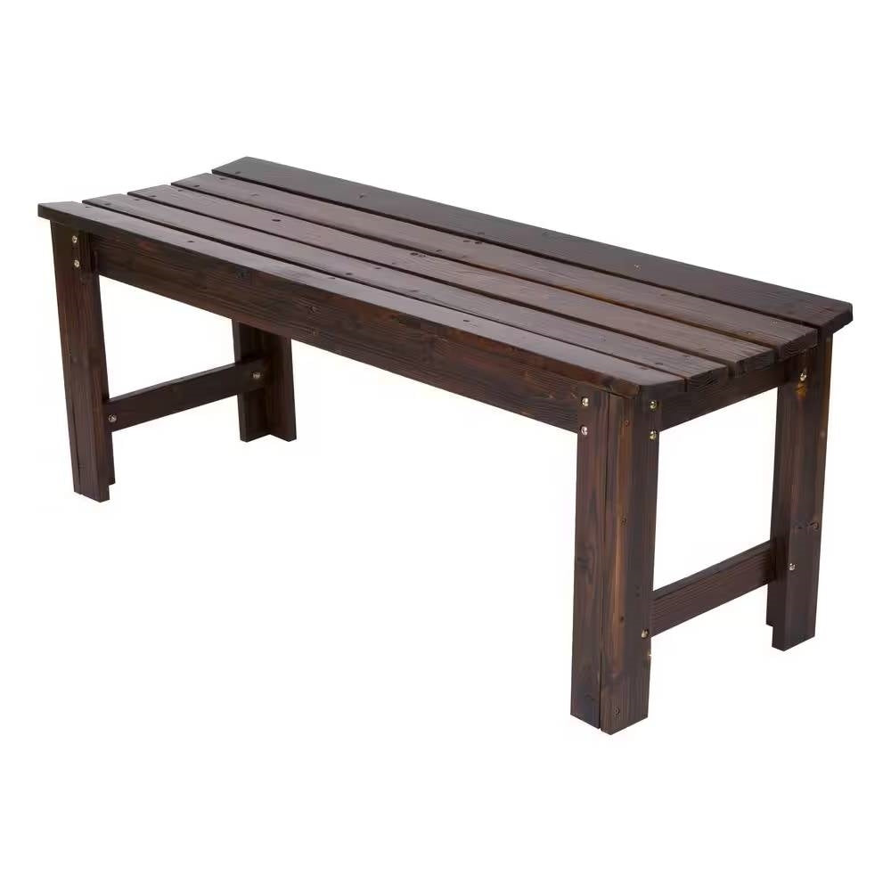 4-ft. Outdoor Patio Cedar Wood Backless Garden Bench in Burnt Brown Finish-3