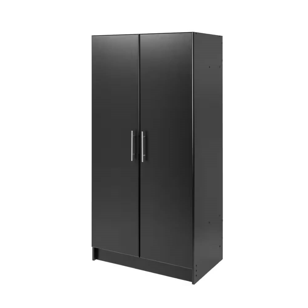 Black Freestanding Bedroom Cabinet Armoire Wardrobe Closet with Hanging Rail-1