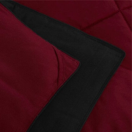 Full/Queen Traditional Microfiber Reversible 3 Piece Comforter Set in Black/Maroon-3