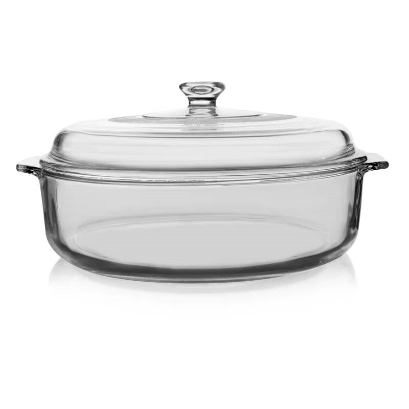 3-Quart Glass Bakeware Casserole Dish Dutch Oven with Oven-Safe Glass Lid-0