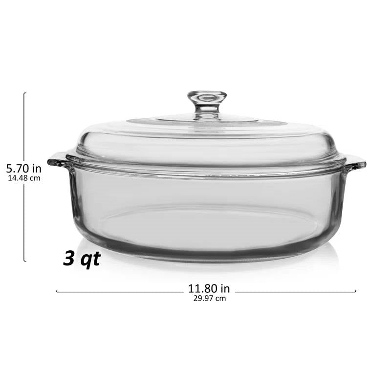 3-Quart Glass Bakeware Casserole Dish Dutch Oven with Oven-Safe Glass Lid-4
