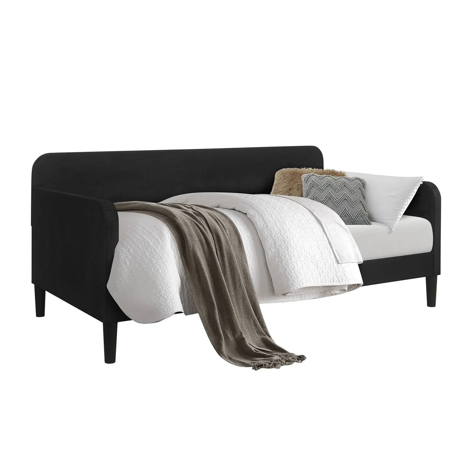 Twin size Modern Black Velvet Upholstered Daybed-1