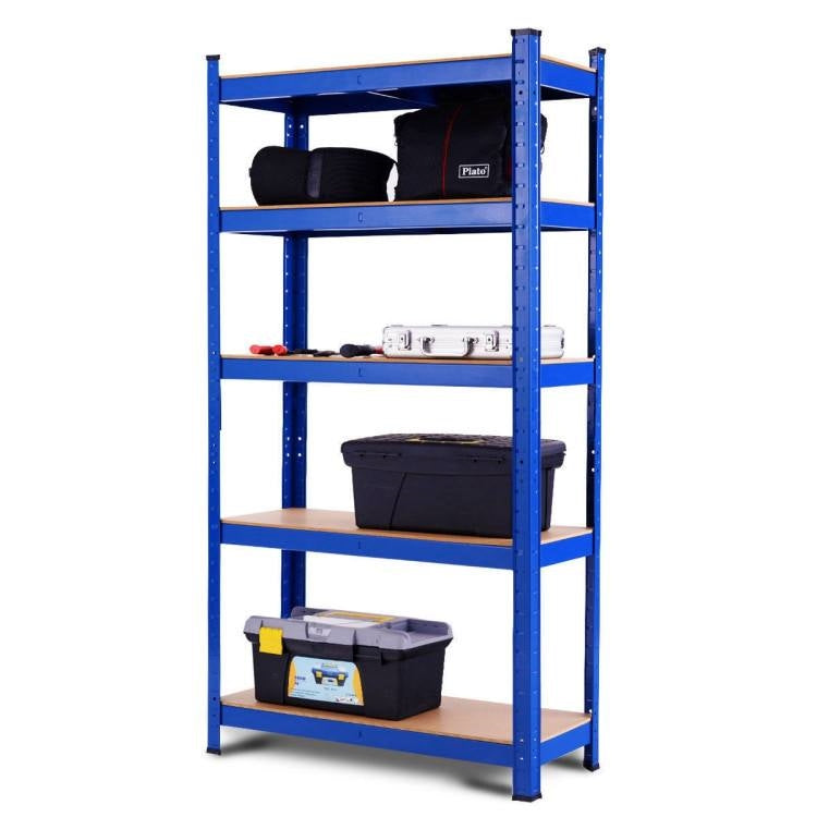 Blue Heavy Duty Metal Wood 5 Tier Adjustable Shelving Unit Garage Storage Rack-0