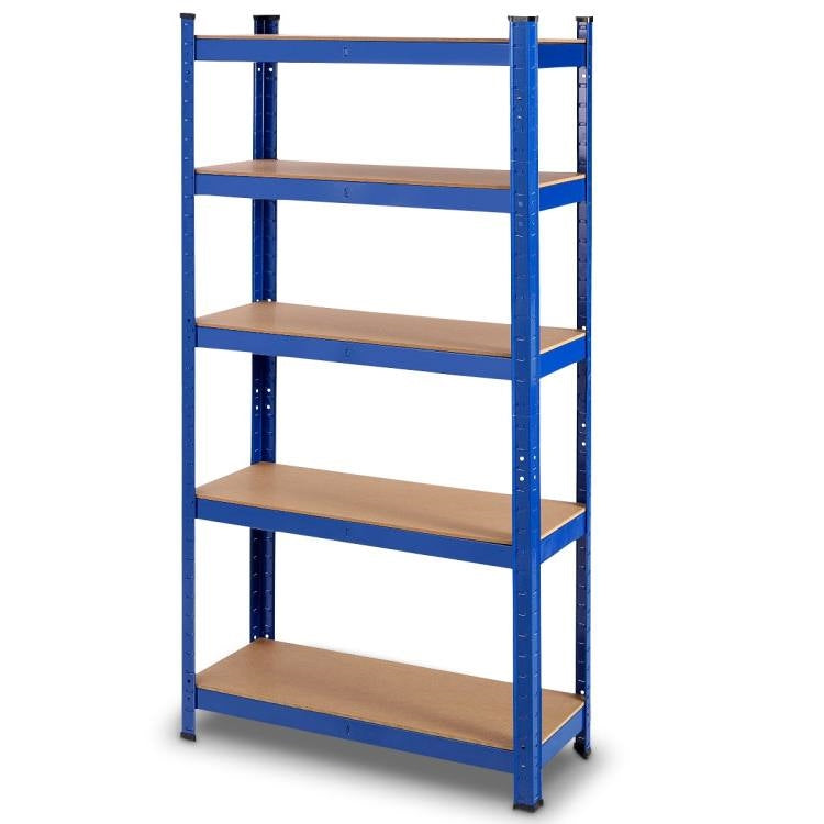 Blue Heavy Duty Metal Wood 5 Tier Adjustable Shelving Unit Garage Storage Rack-1