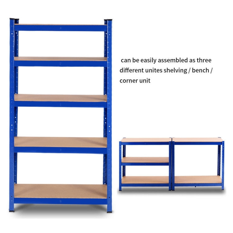 Blue Heavy Duty Metal Wood 5 Tier Adjustable Shelving Unit Garage Storage Rack-2