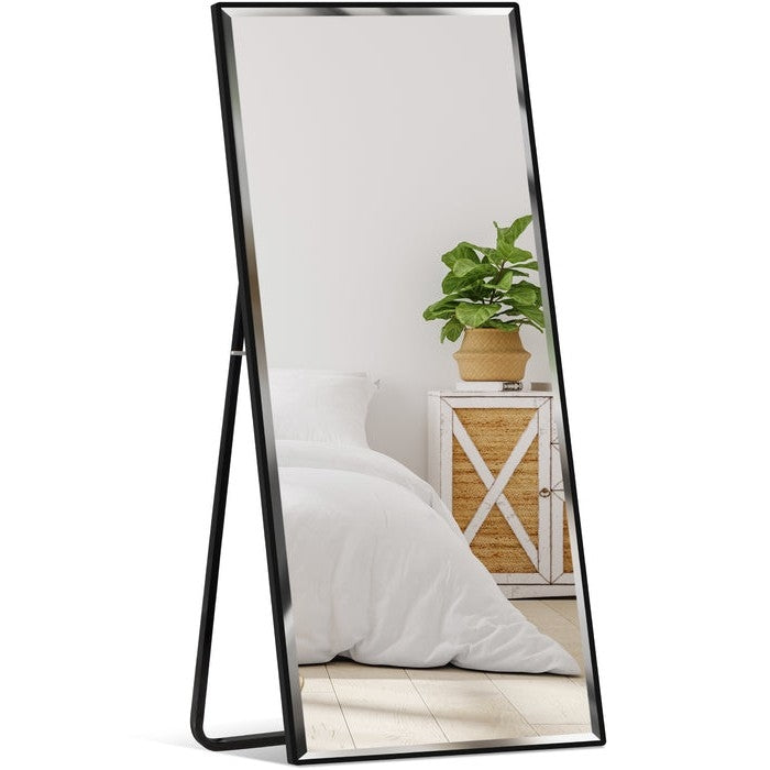 Black Large Full Length Leaning Wall or Hanging Mirror-0