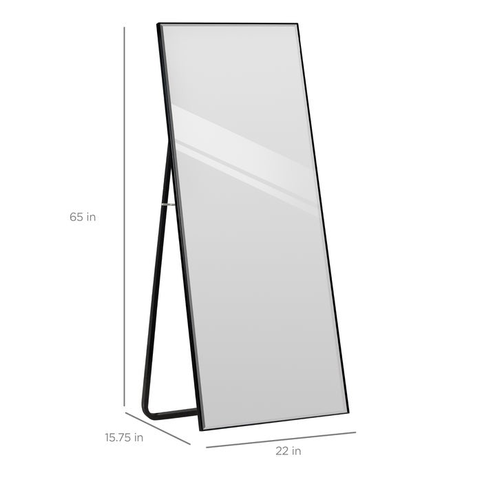 Black Large Full Length Leaning Wall or Hanging Mirror-4