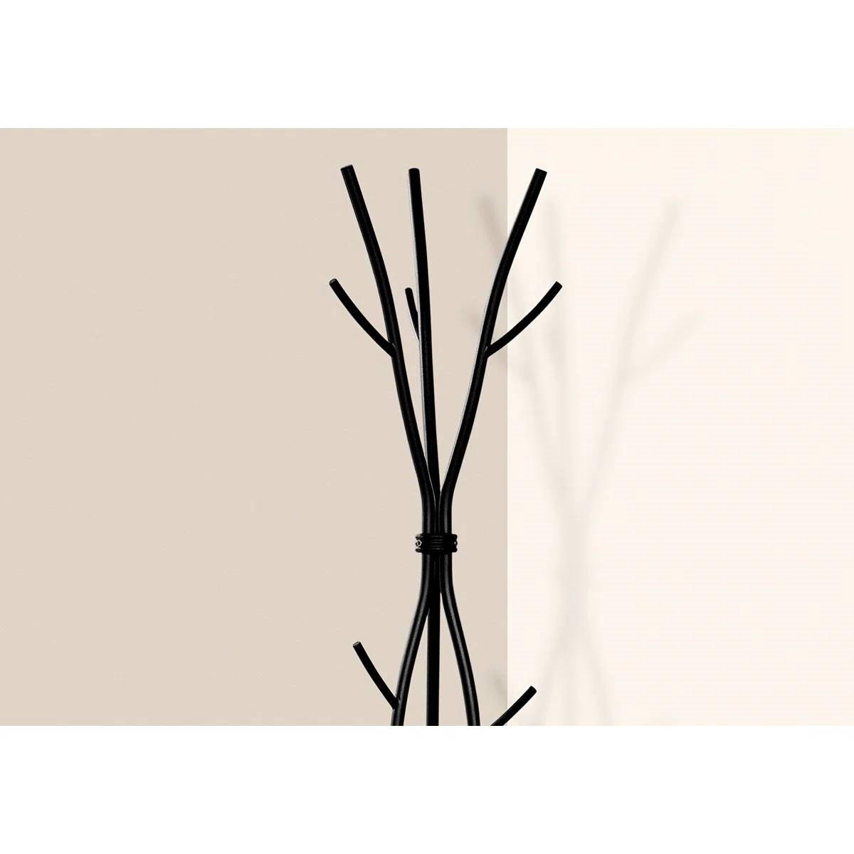74-inch Freestanding Black Metal Coat Rack Entryway Hall Tree Umbrella Stand-1