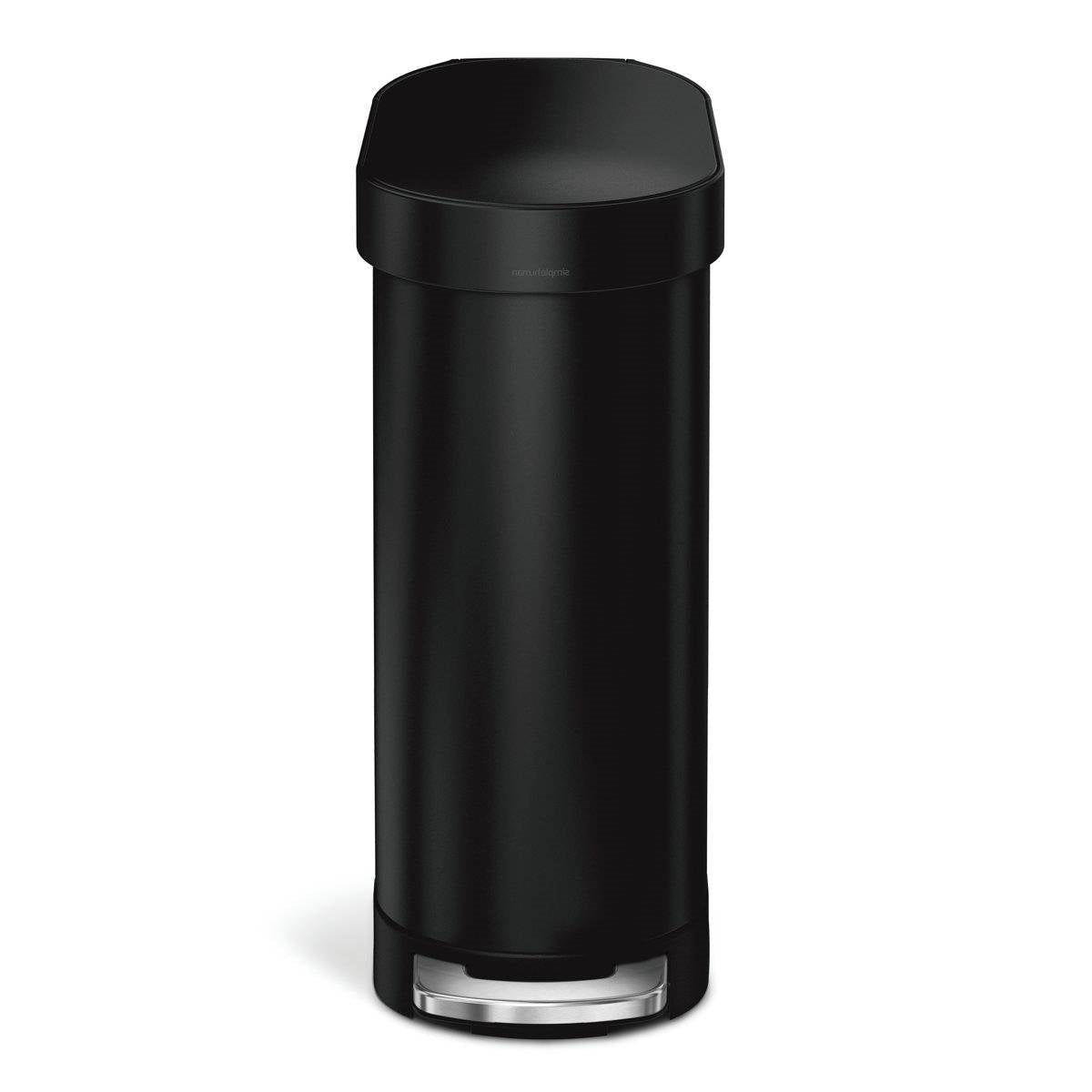 Matte Black 12-Gallon Narrow Kitchen Trash Can with Easy Step-on Lid-1