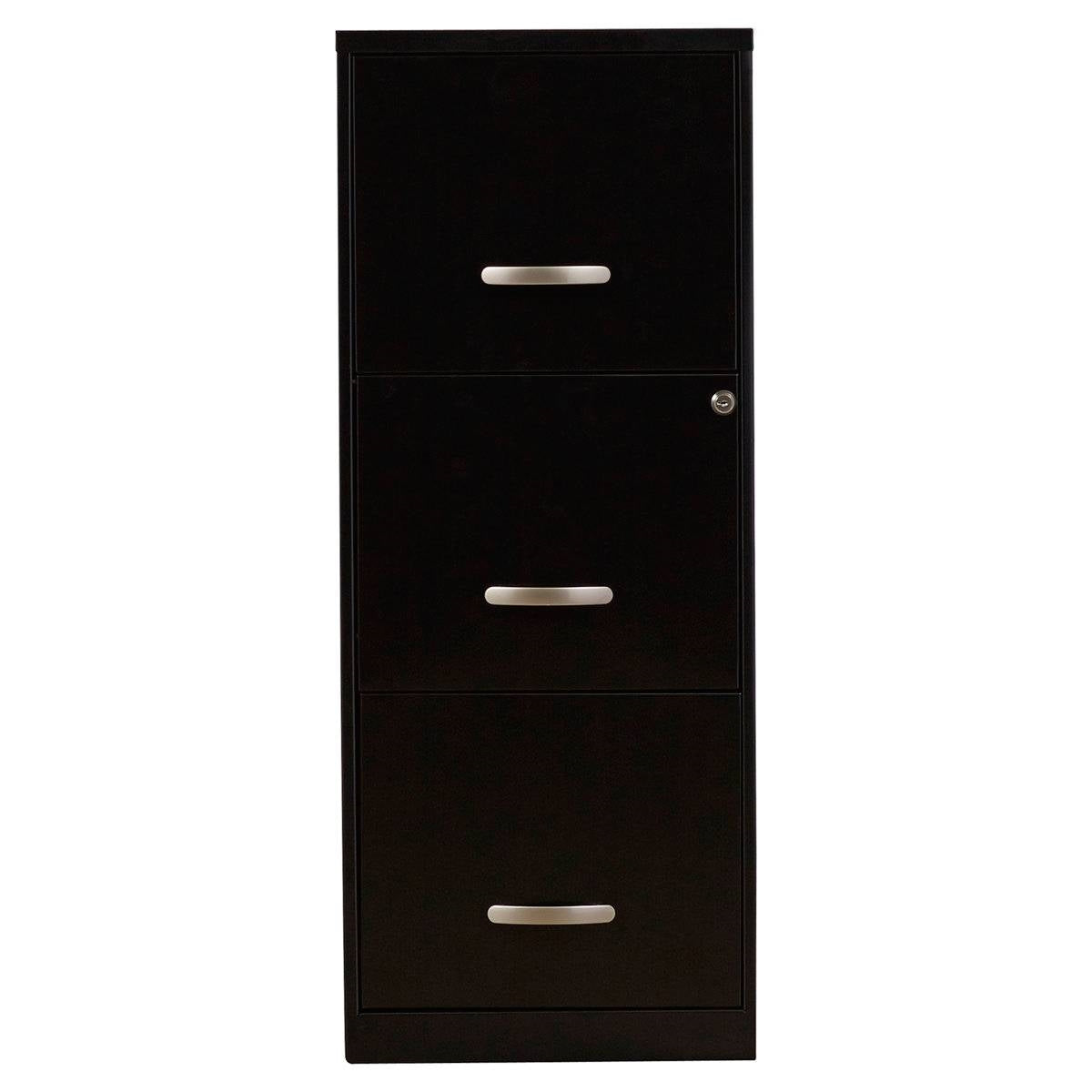 Black Metal 3-Drawer Vertical Key Locking File Cabinet-2