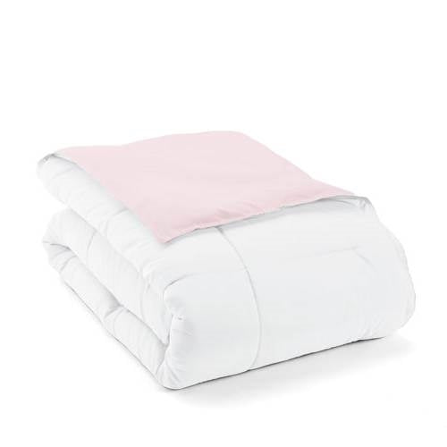 King/Cal King 3-Piece Microfiber Reversible Comforter Set Blush Pink and White-3