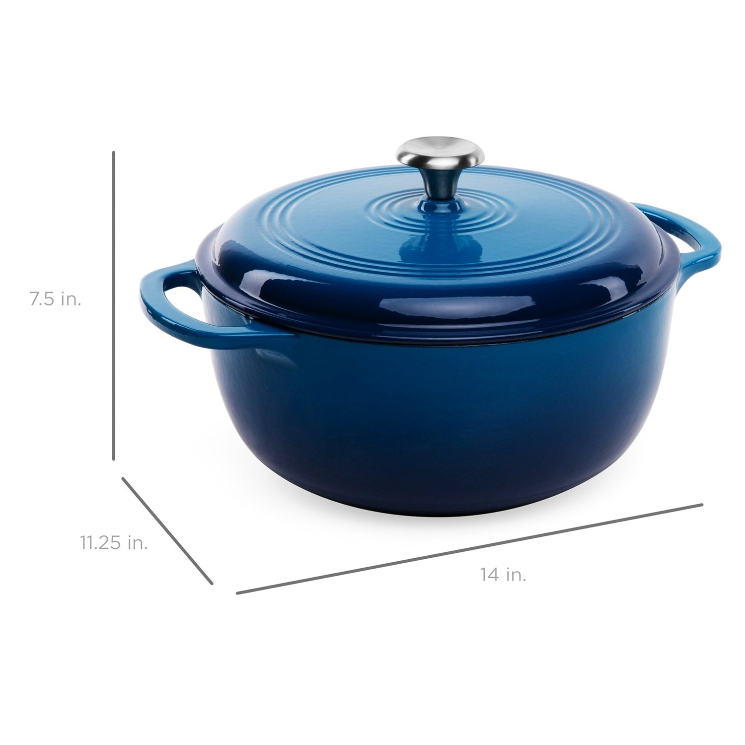 6 Quart Large Blue Enamel Cast-Iron Dutch Oven Kitchen Cookware-3