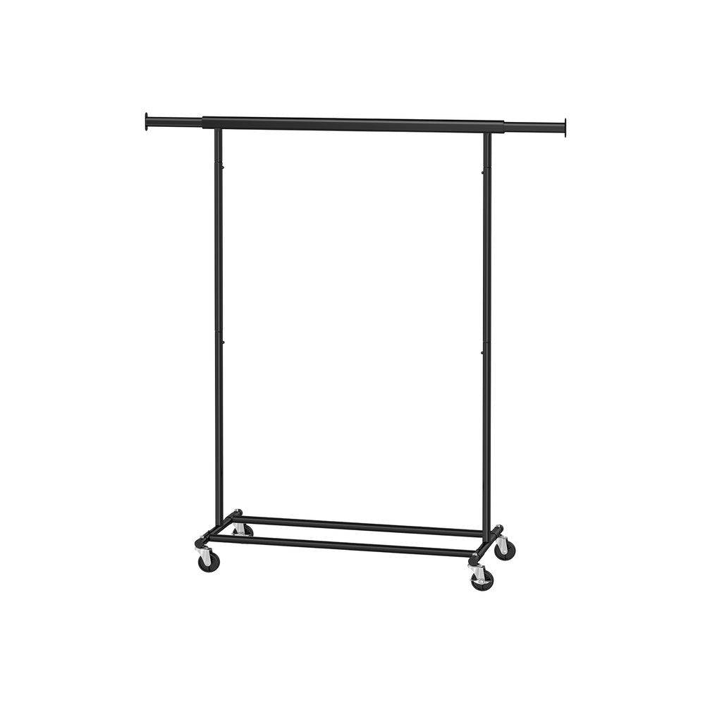 Heavy Duty Black Metal Garment Rack Clothes Hanging Bar on Lockable Wheels-2