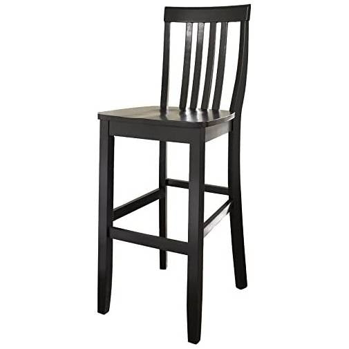 Set of 2 - Solid Hardwood 30-inch Bar Stool in Black Wood Finish-1