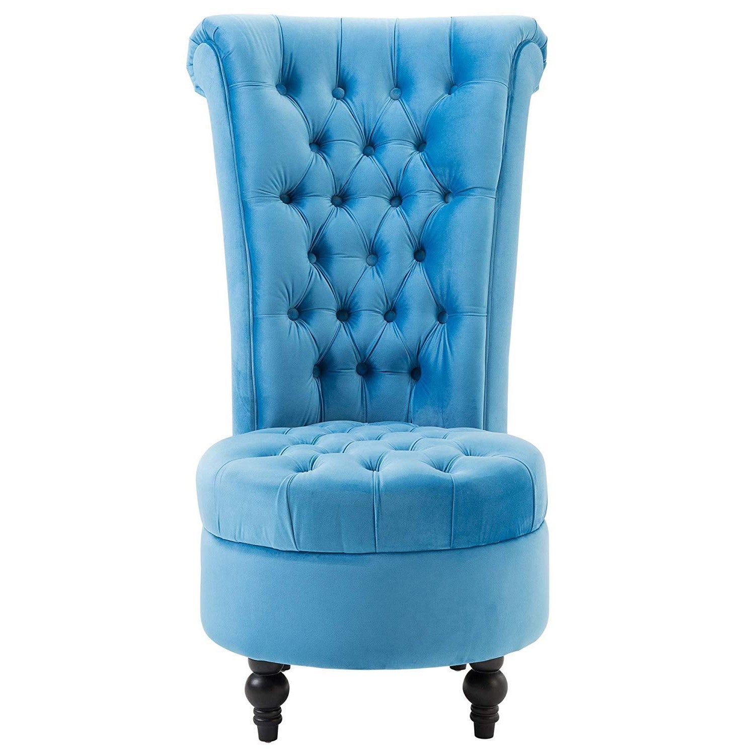 Blue Tufted High Back Plush Velvet Upholstered Accent Low Profile Chair-1