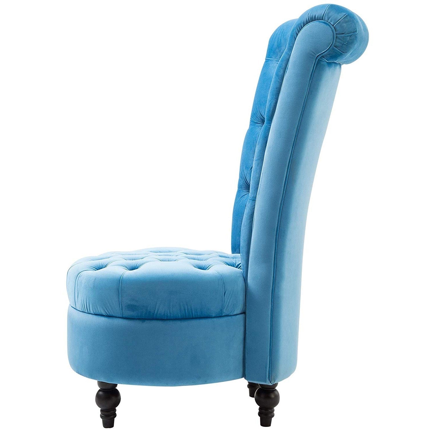 Blue Tufted High Back Plush Velvet Upholstered Accent Low Profile Chair-2