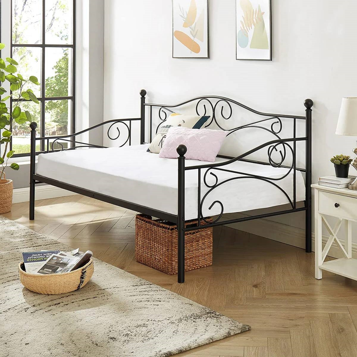 Twin size Classic Heavy Duty Steel Daybed Frame in Black Metal Finish-3