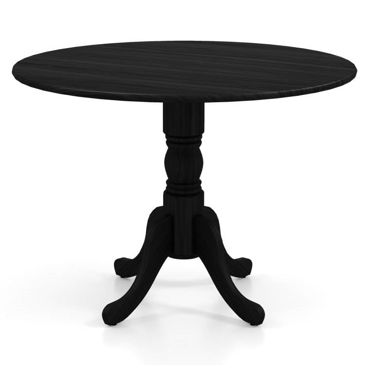 Black Solid Wood 40-inch Round Kitchen Dining Table - Rustic Farmhouse-0