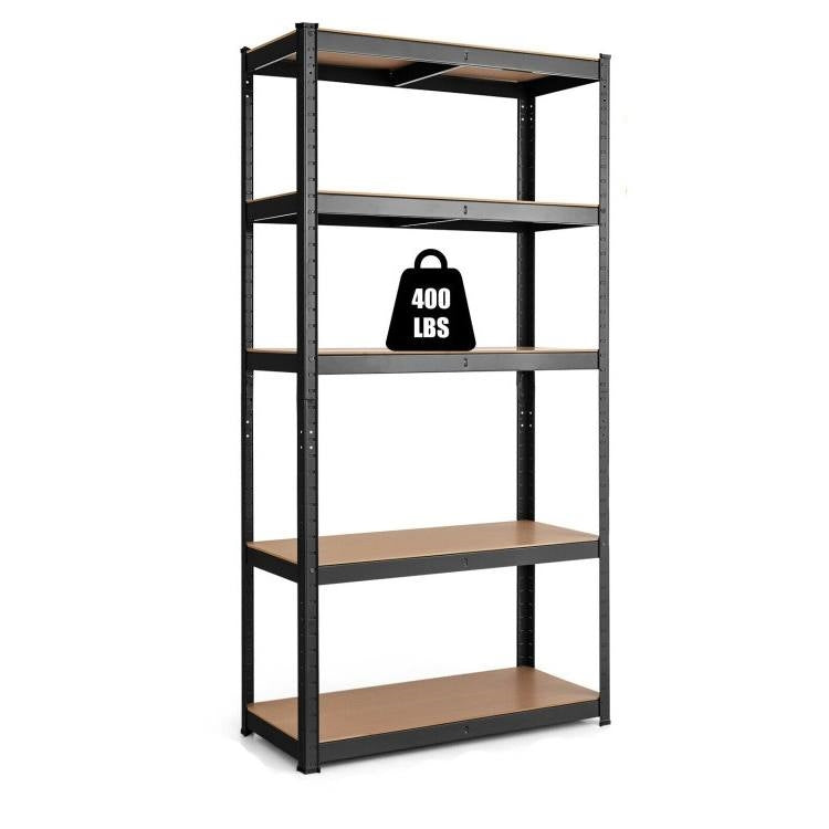 Black Heavy Duty 60-inch 5 Tier Adjustable Shelving Unit Garage Storage Rack-0