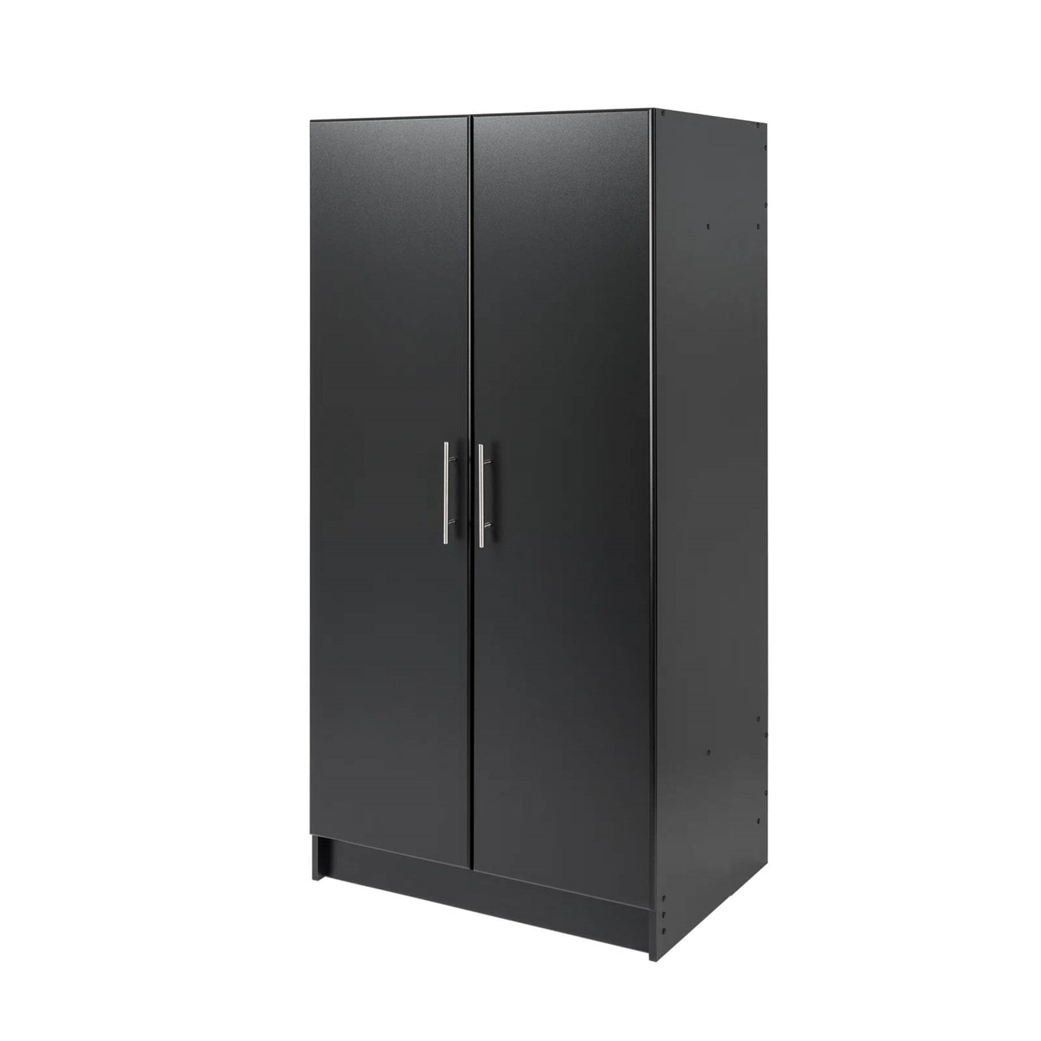 Bedroom Armoire Wardrobe Cabinet with Hanging Rail in Black Wood Finish-3