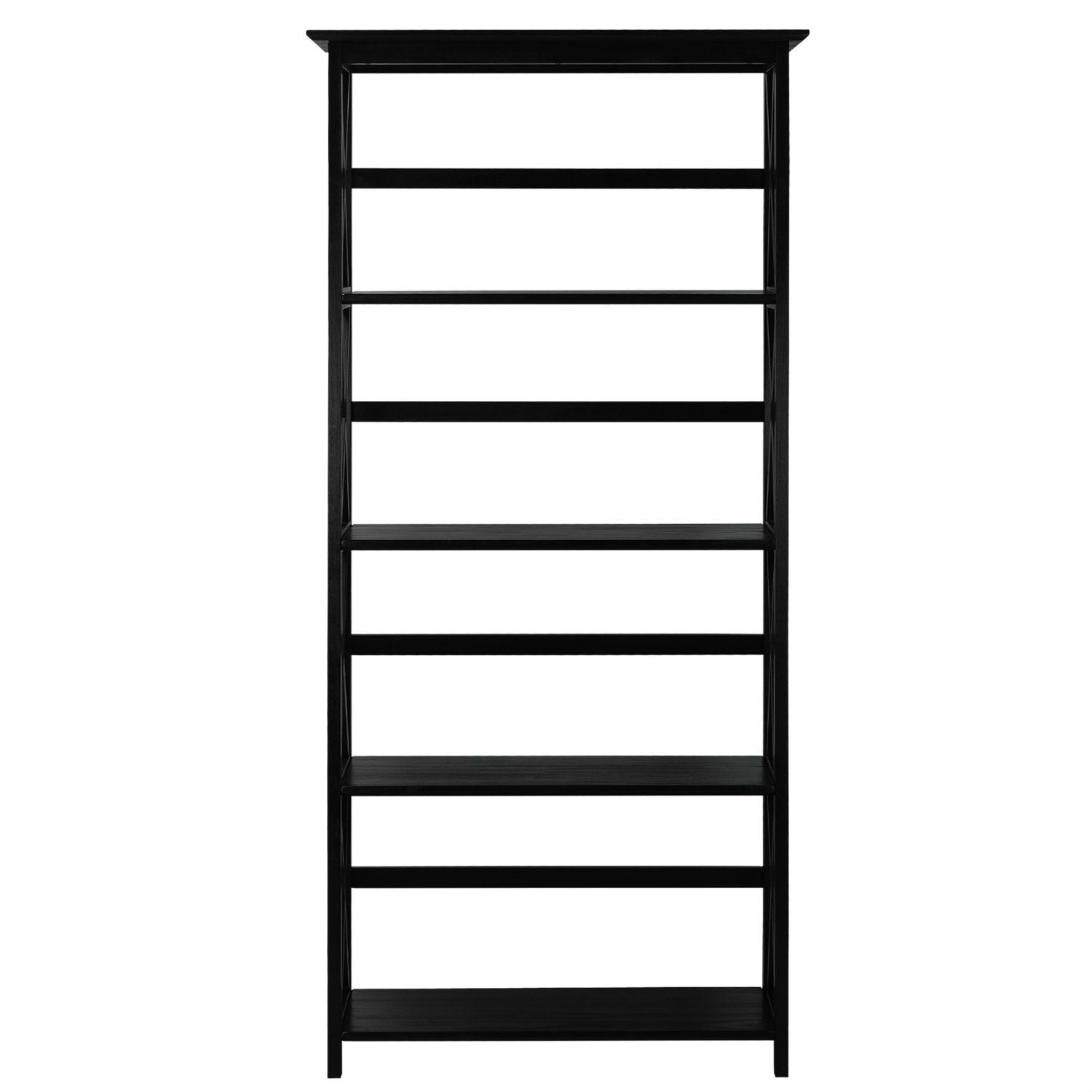 Tall 5-Tier Bookcase in Black Wood Finish-2