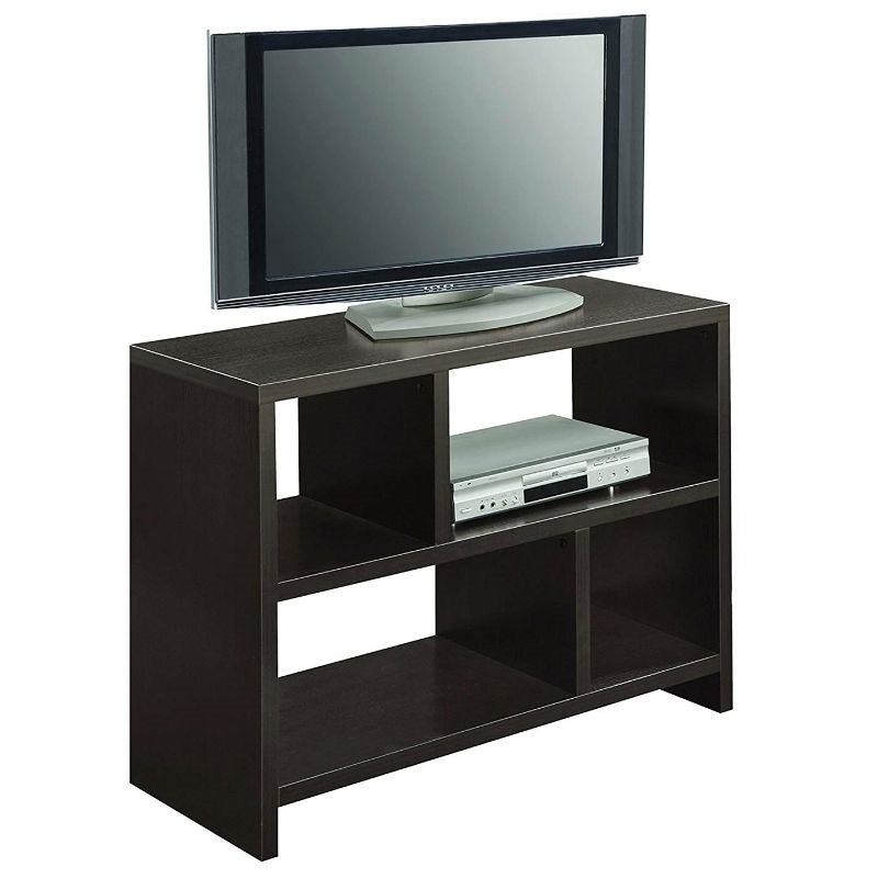 Modern 2-Shelf Bookcase Console Table in Espresso Wood Finish-2