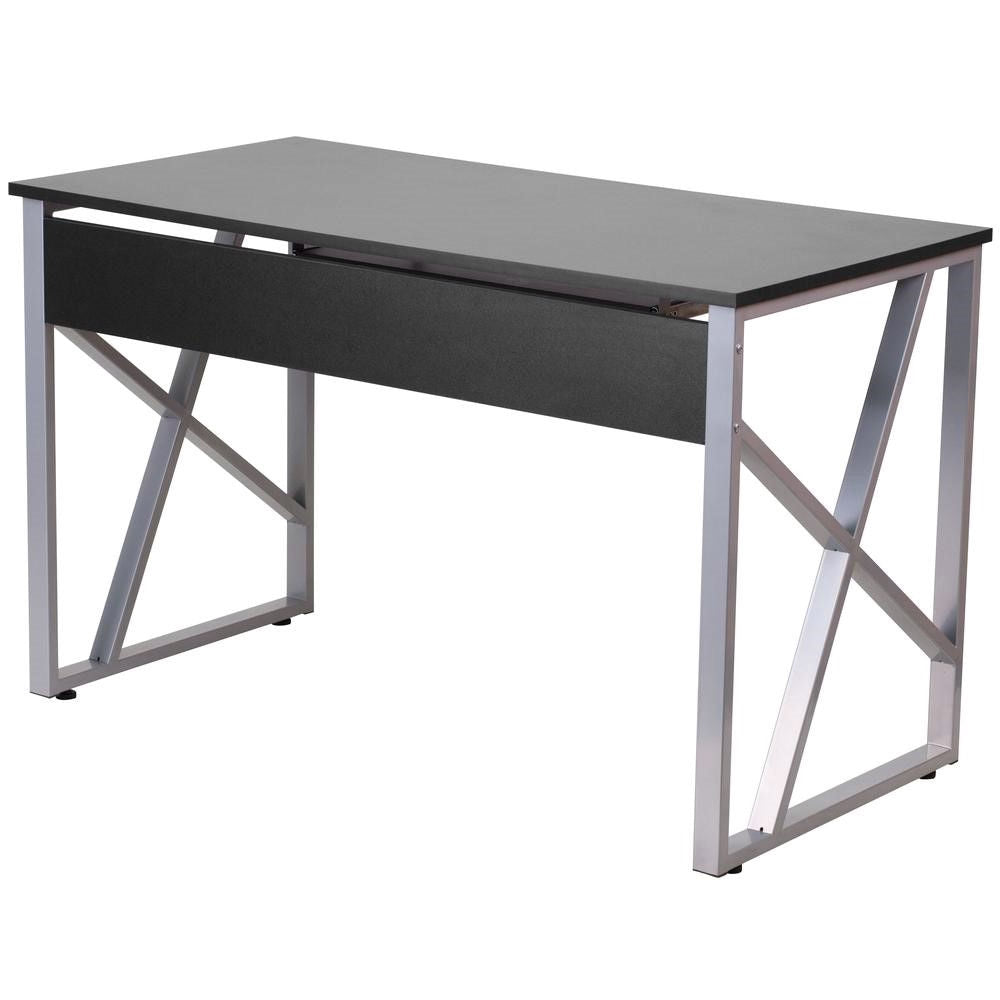 Contemporary Black Laminate Office Computer Desk with Keyboard Tray-1