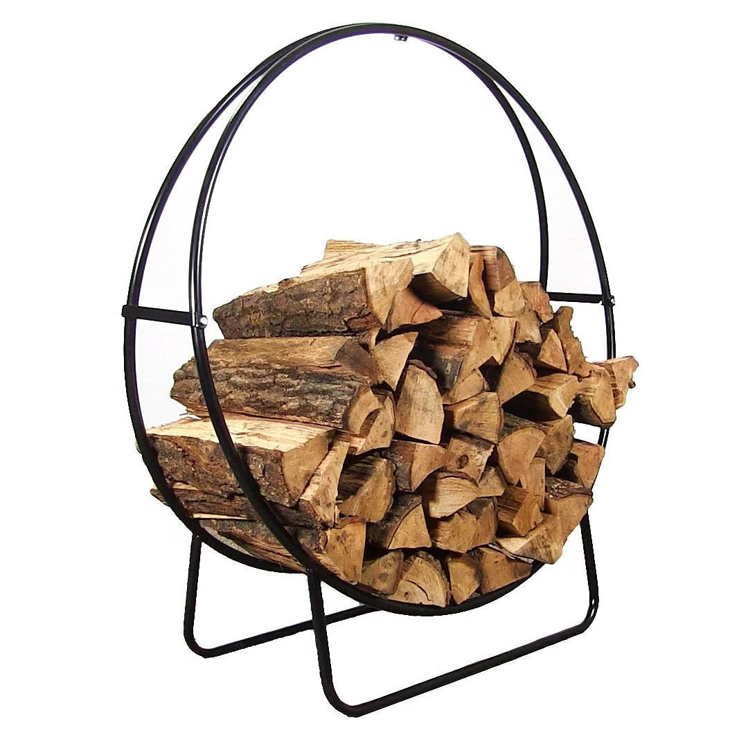 Modern Black Metal Indoor Outdoor Firewood Holder Log Rack-0