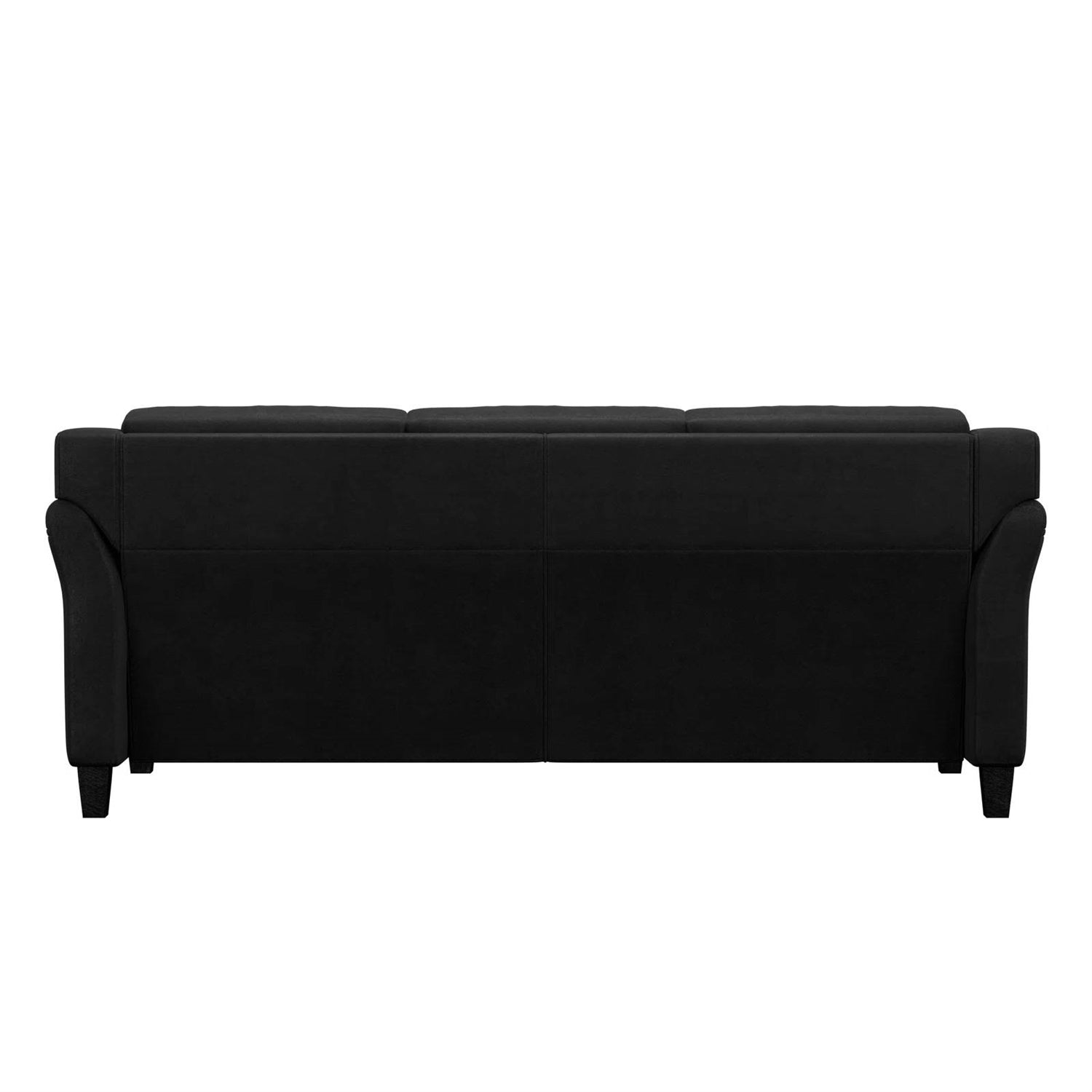 Modern 3-Seater Black Microfiber Upholstered Sofa-3