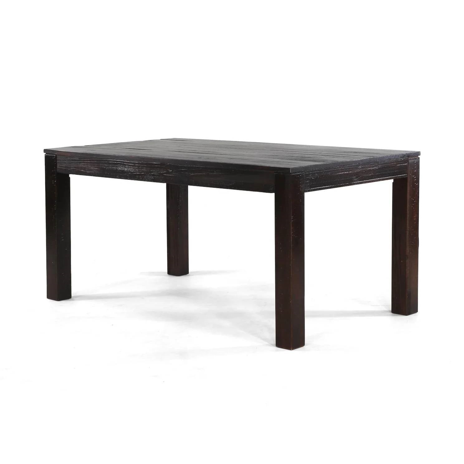 Modern Farmhouse 63-inch Solid Wood Dining Table in Rustic Dark Brown Finish-0