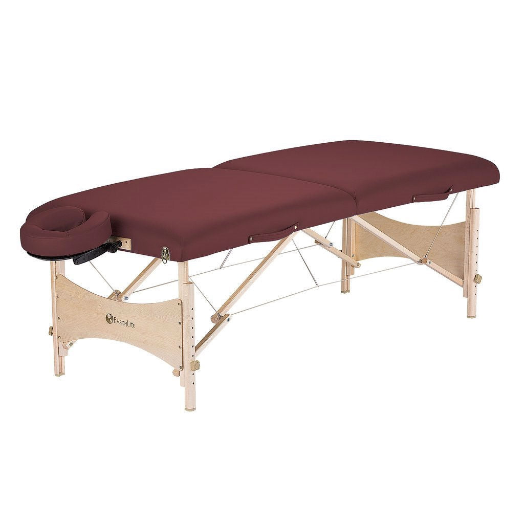 Burgundy Portable Massage Table with Adjustable Headrest and Carry Case-0