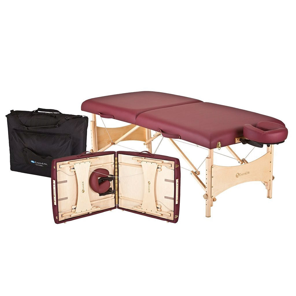 Burgundy Portable Massage Table with Adjustable Headrest and Carry Case-1