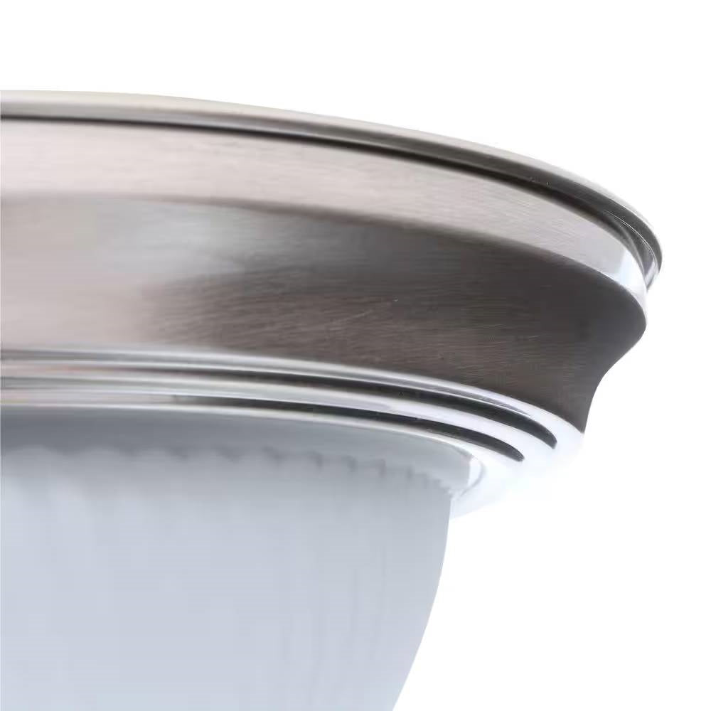 Round 11-inch Brushed Nickel Flush Mount Ceiling Light with Frosted Glass Shade-4