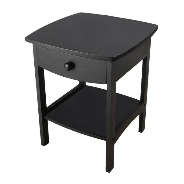 Black 1-Drawer Bedroom Nightstand Contemporary End Table-1