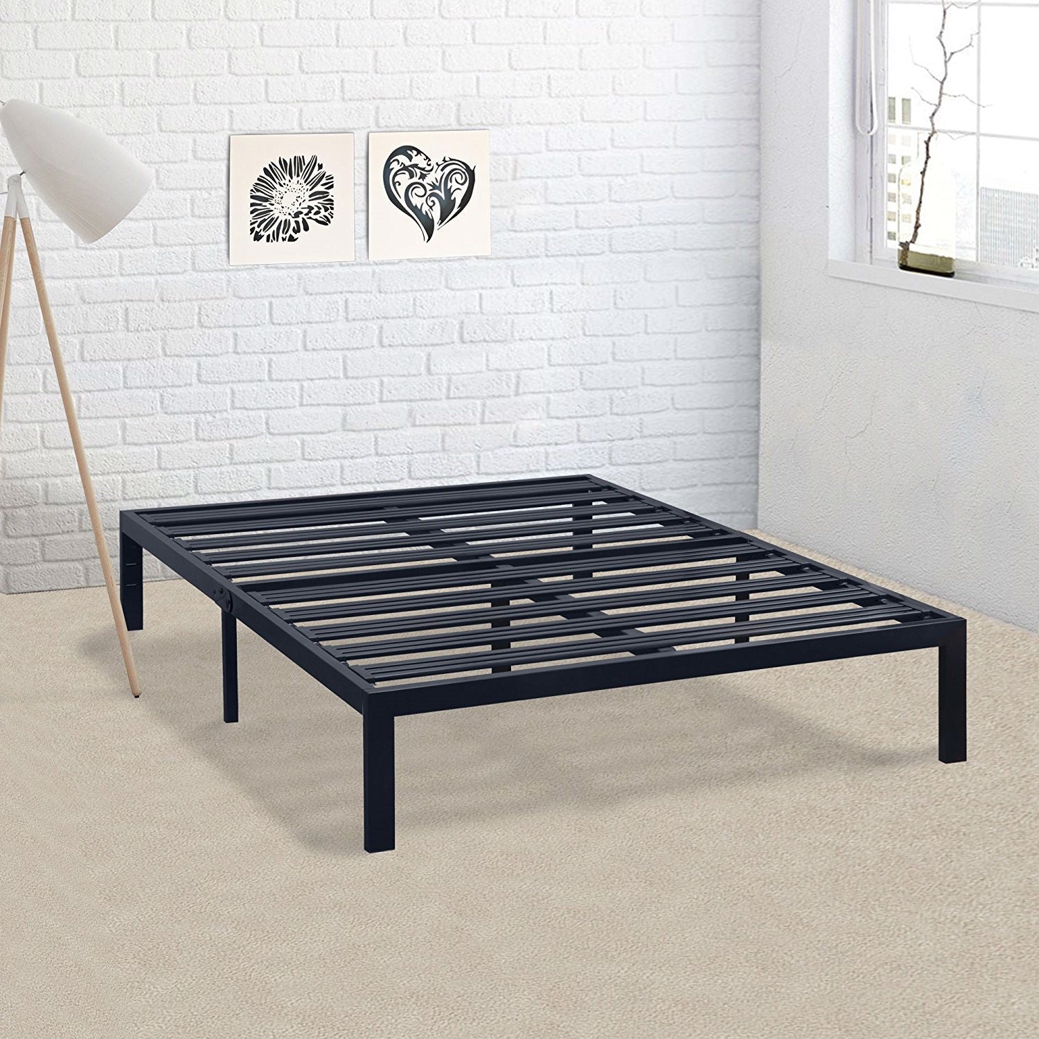 California King Metal Platform Bed Frame with Heavy Duty Slats-0